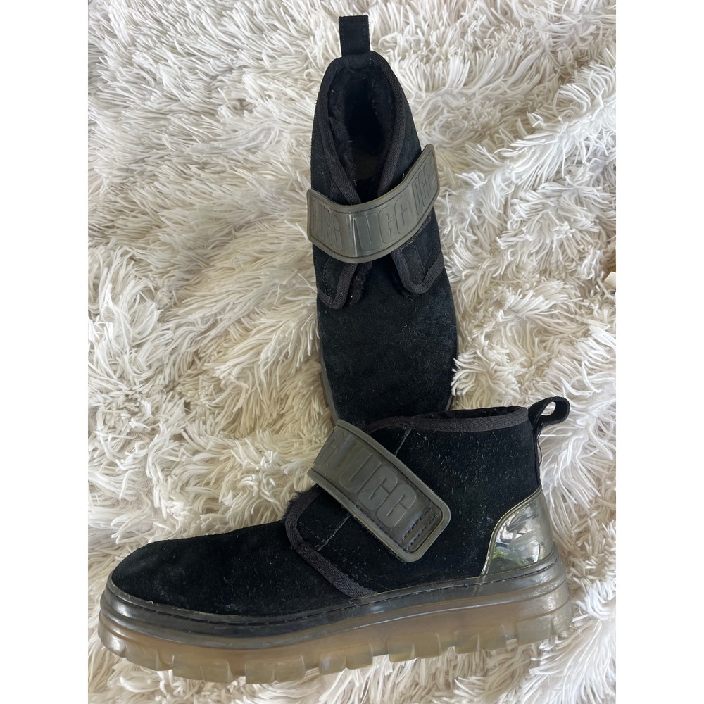 UGG Neumel High Heritage Black Suede Ankle Boots Translucent Sole Women's 8